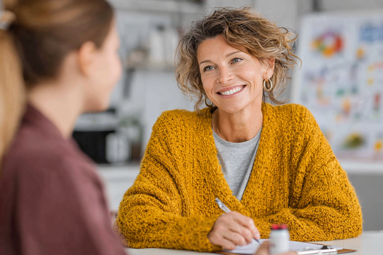 Nutritionist specialist senior care planifică o masă echilibrată